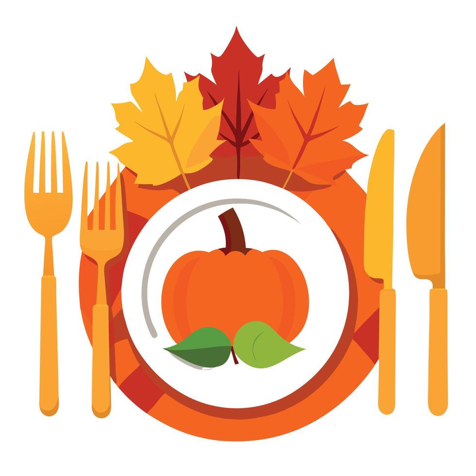 Thanksgiving dinner place setting vector
