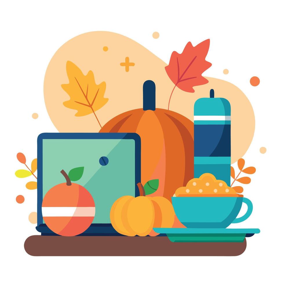 Thanksgiving food and drink illustration vector