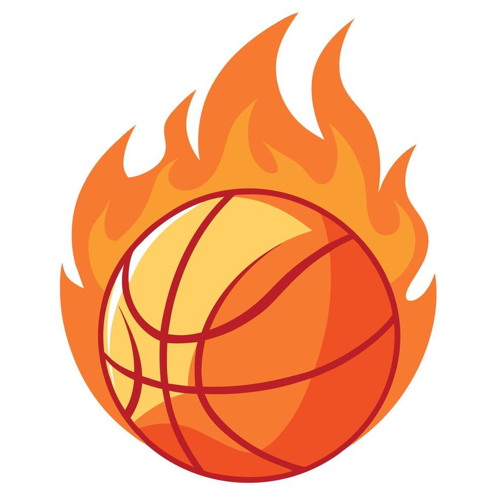 Basketball ball with fire on it vector