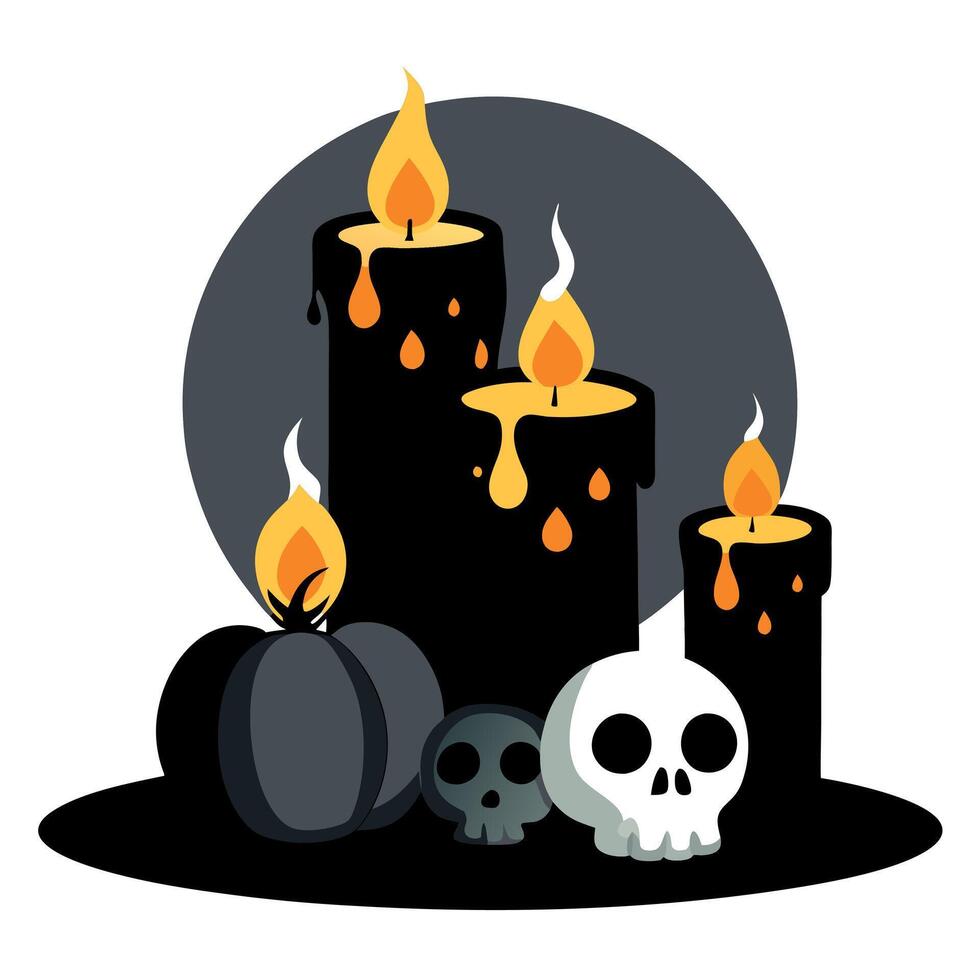 Halloween candles and skulls illustration vector