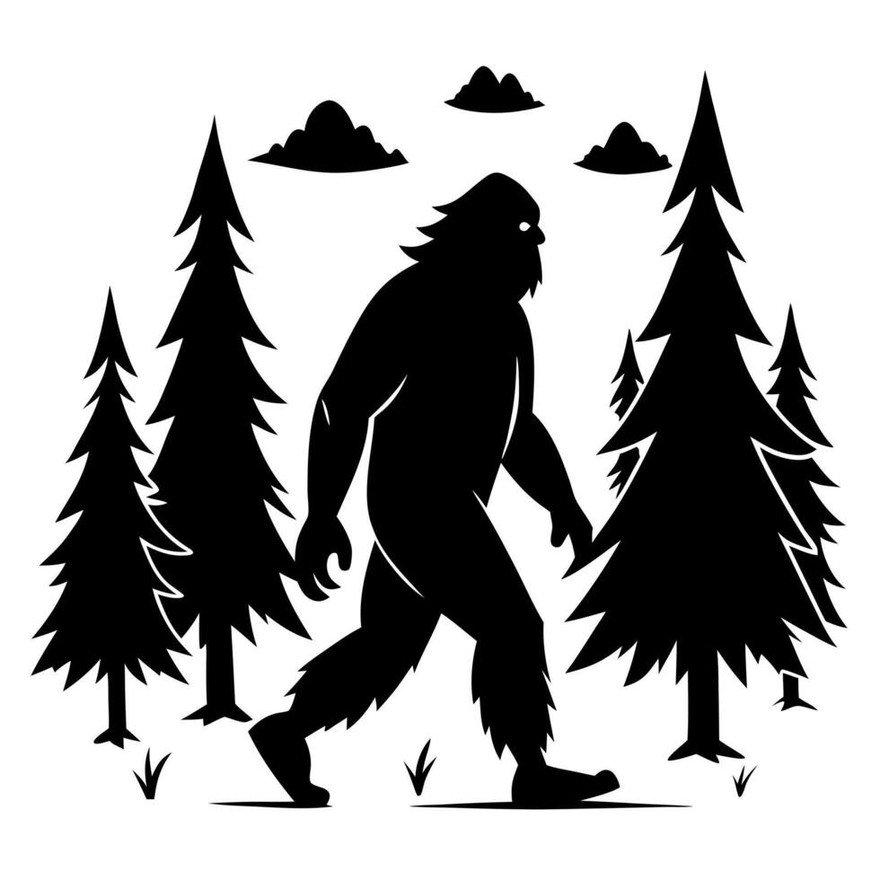 Bigfoot in the forest illustration vector