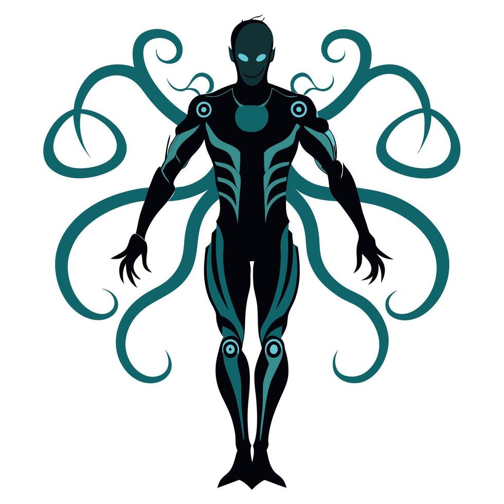 A man in a suit with tentacles on his body vector