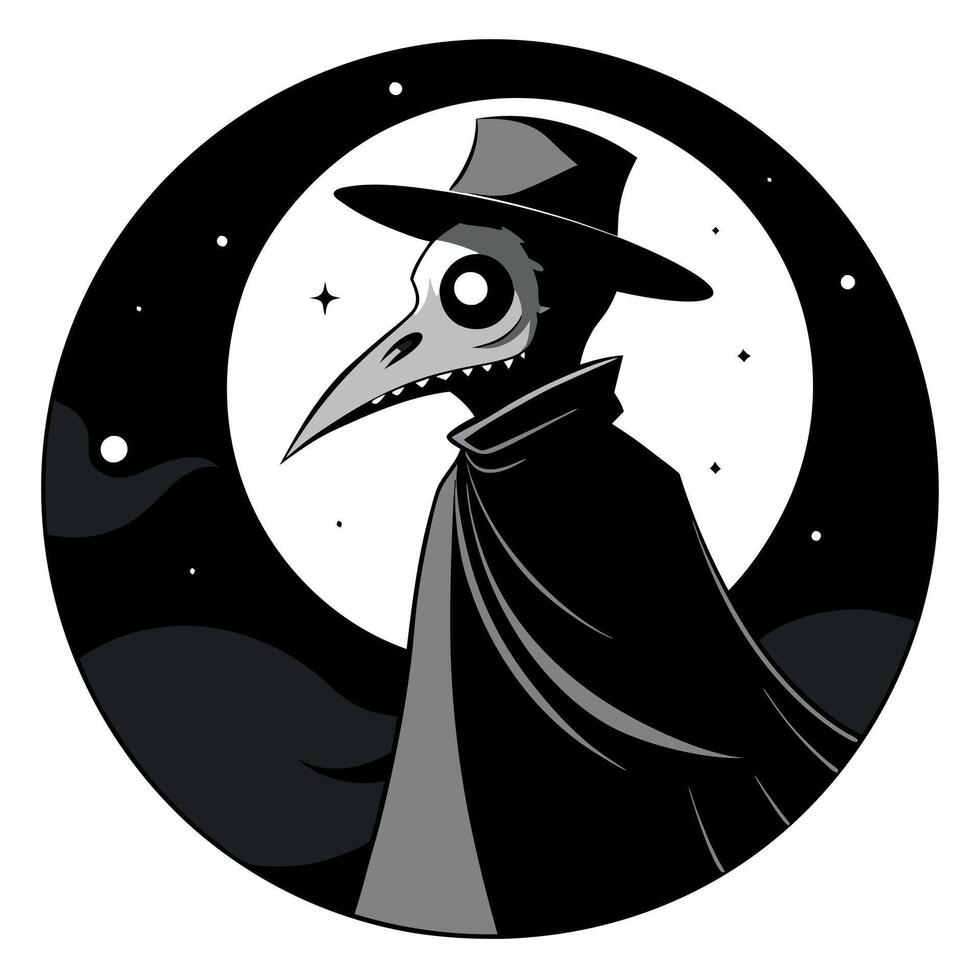 A plague doctor in a hat and cloak vector