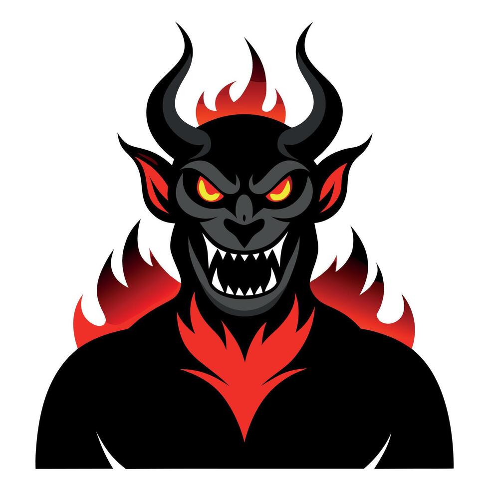 Devil head with flames vector