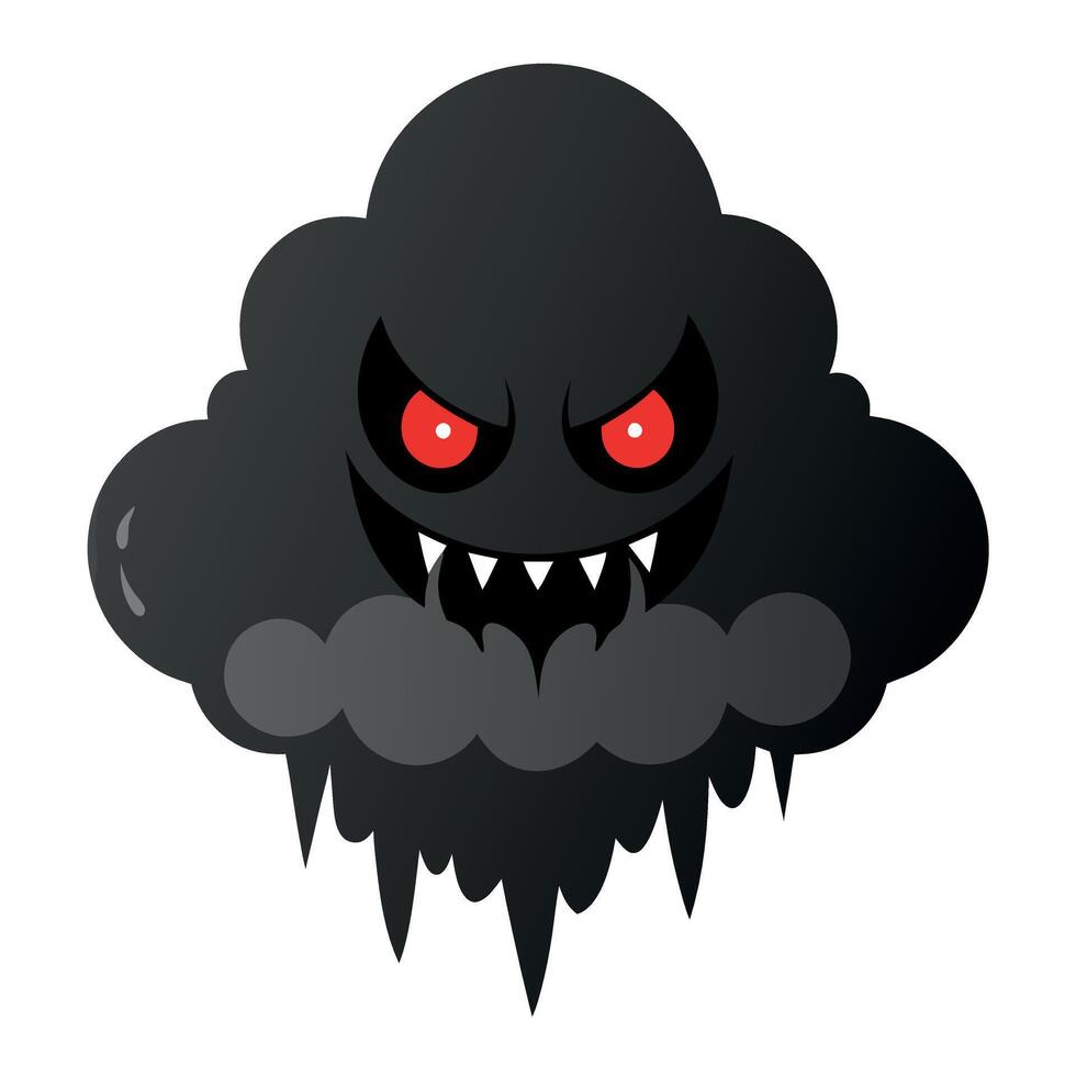A black cloud with red eyes and a red tongue vector