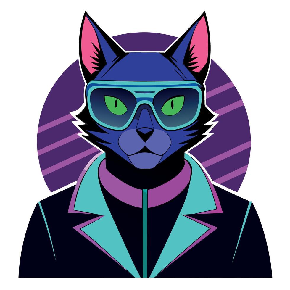 A cat wearing sunglasses and a suit vector