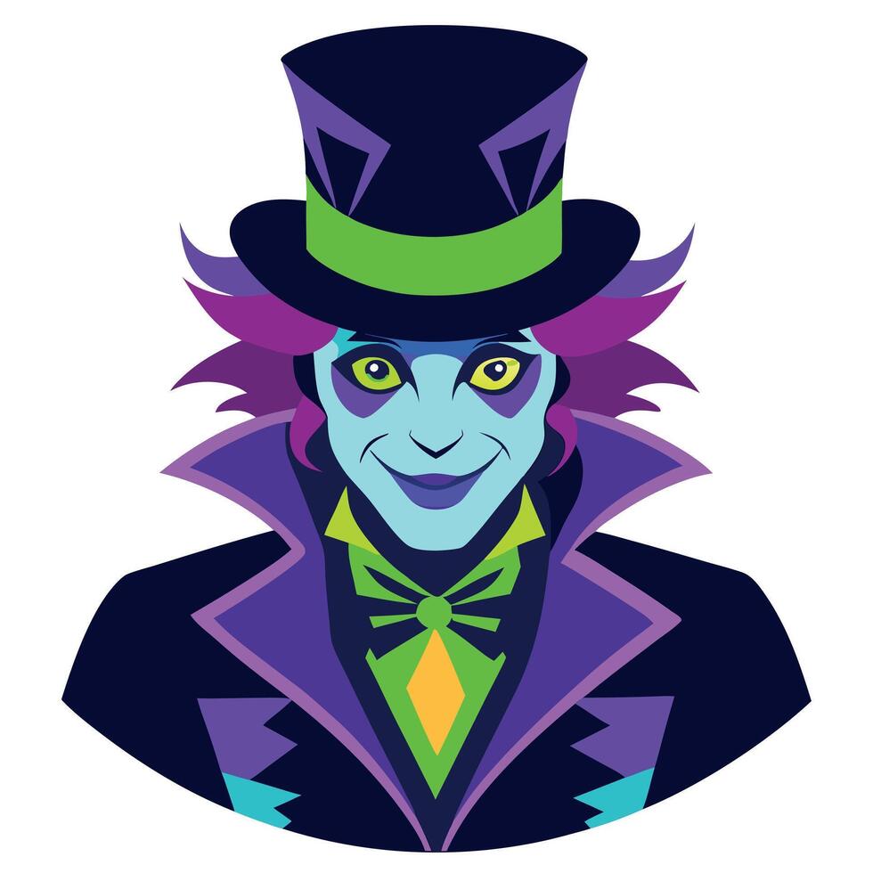The joker in a top hat and purple suit vector