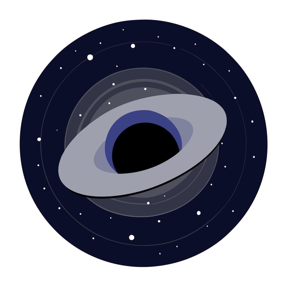 An illustration of a black hole in space vector