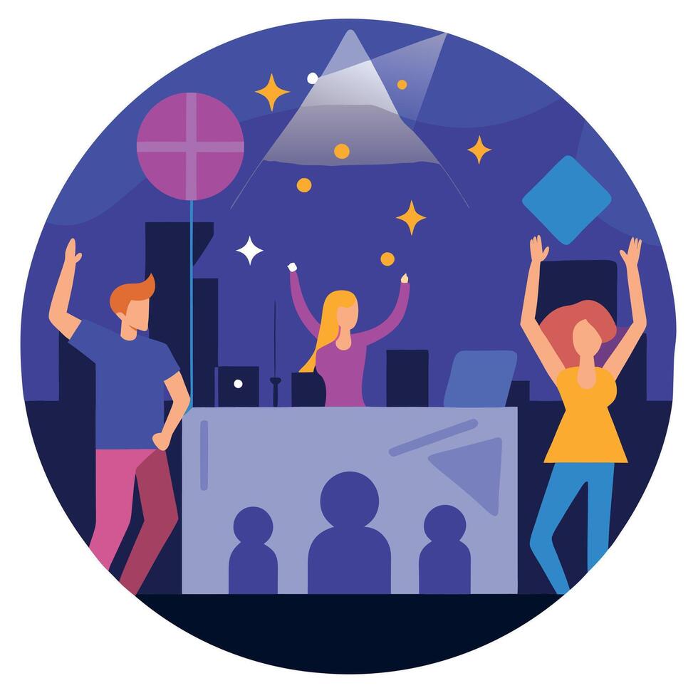 People at a party with a triangle and a star vector