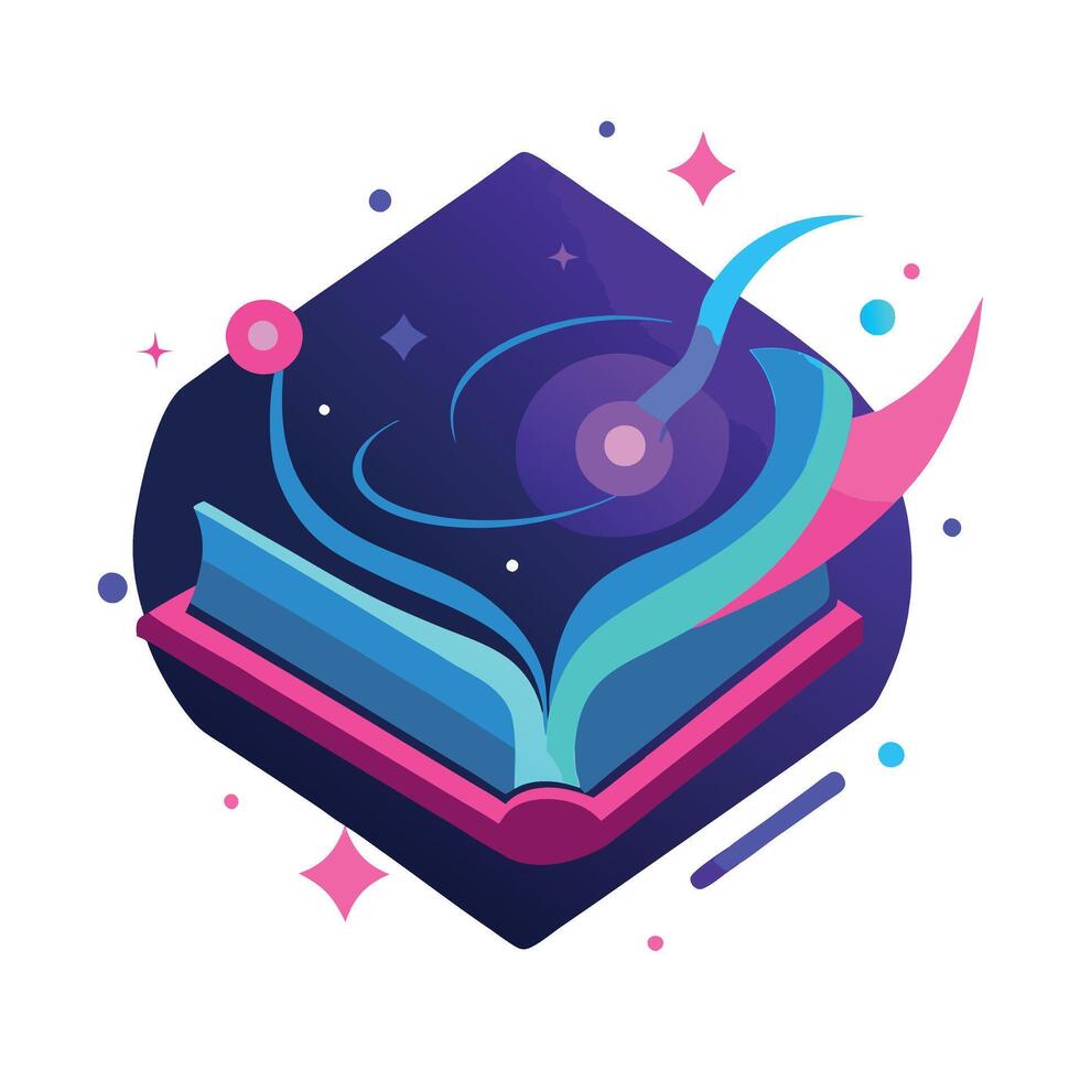 An open book with a star and a galaxy on it vector