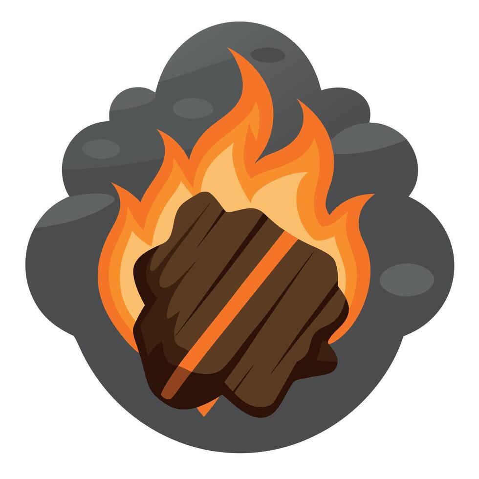 A cartoon icon of a burning coal on a white background vector
