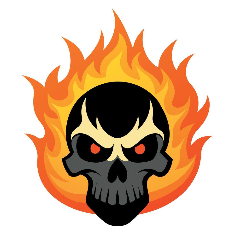 A skull with flames on it vector