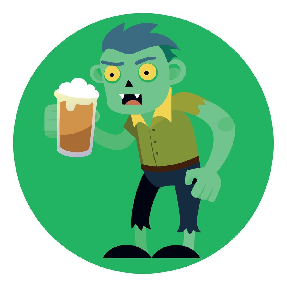 A cartoon zombie holding a beer vector