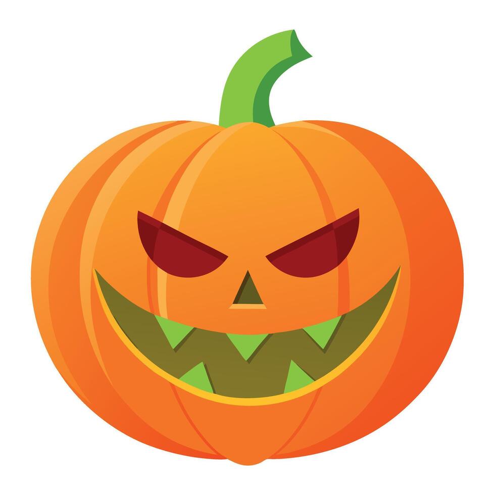 Halloween pumpkin with evil face on white background vector