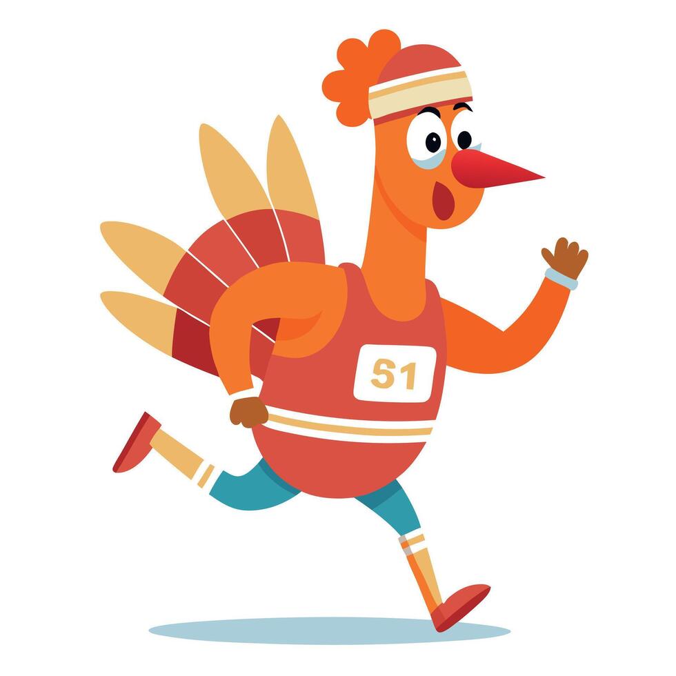 A cartoon turkey running in a race vector
