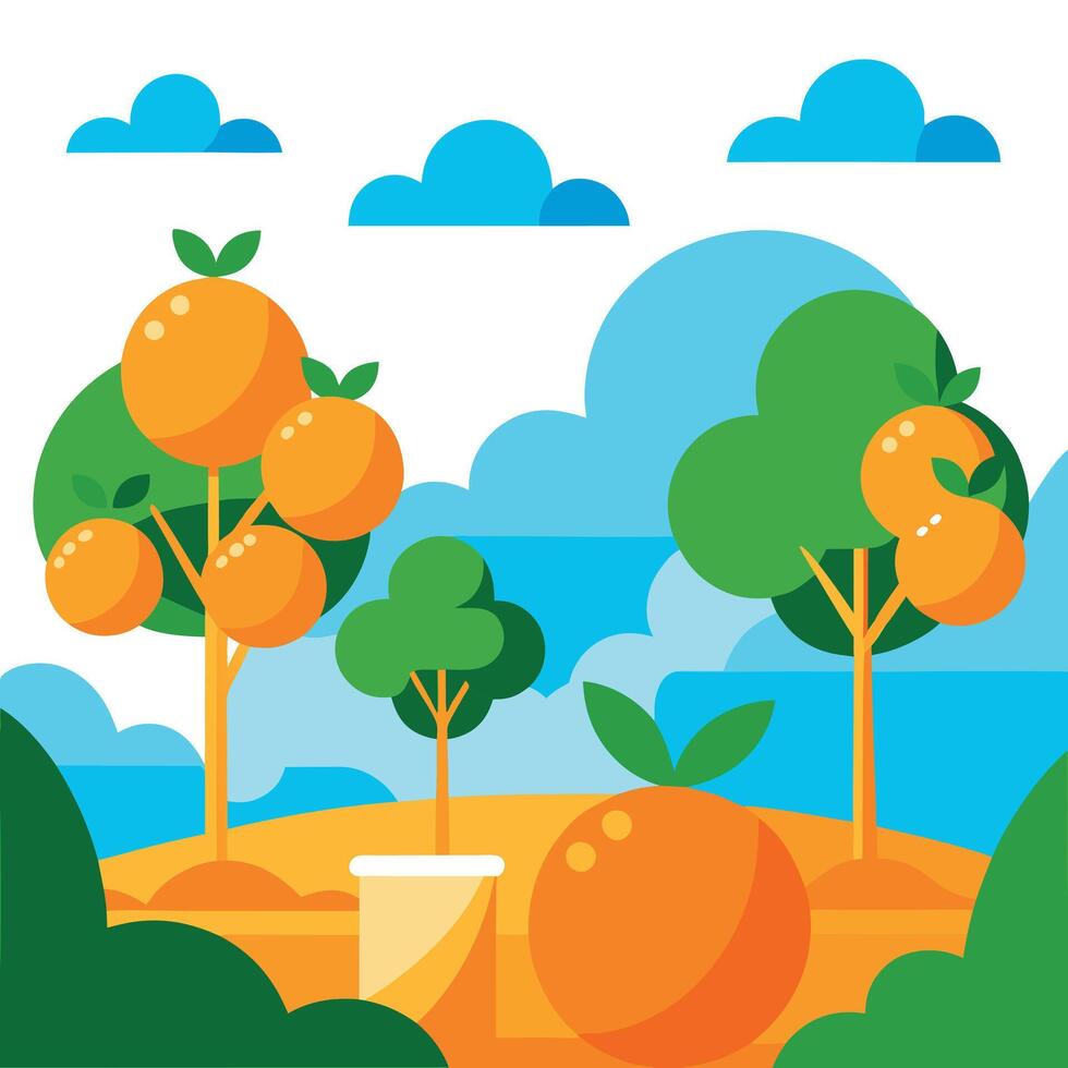 An orange tree with oranges on it vector