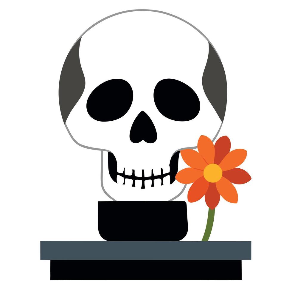 Skull with flower vector