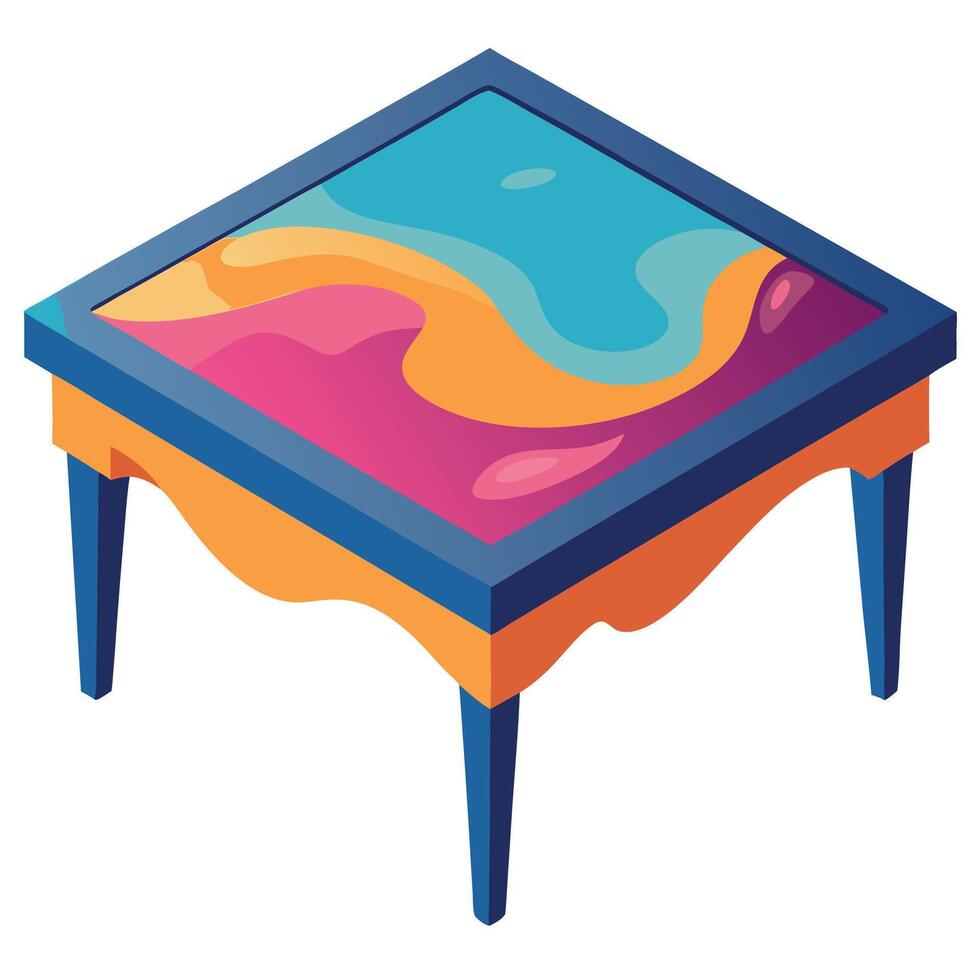 A colorful table with a colorful design vector