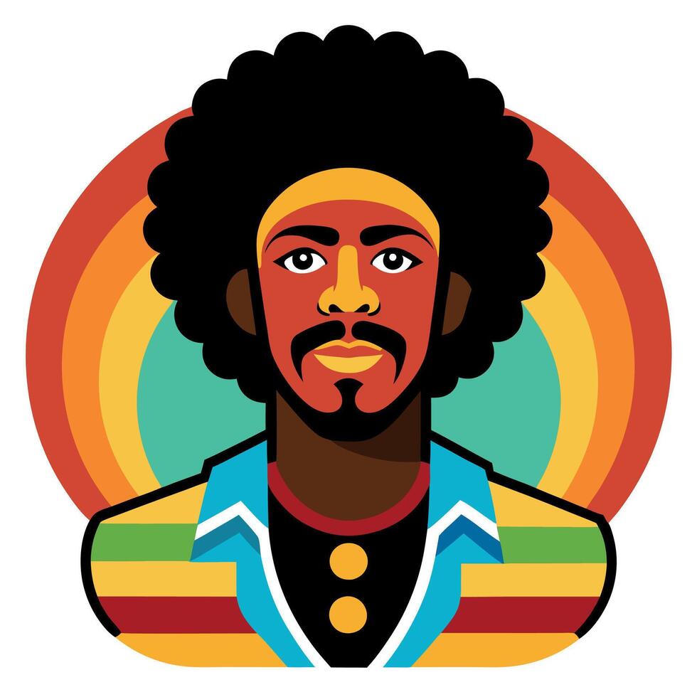 A cartoon image of a man with afro hair vector