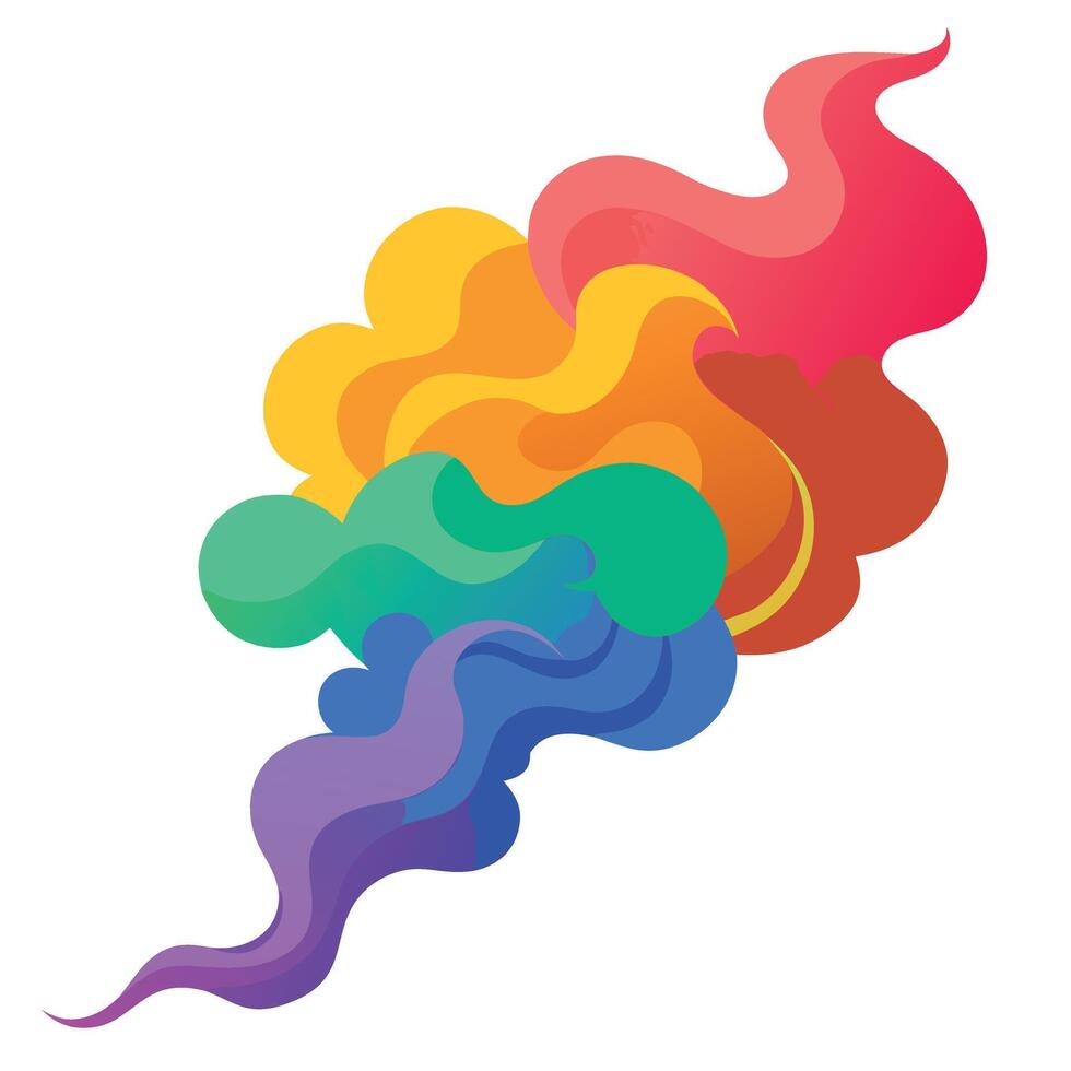 A rainbow colored cloud with smoke coming out of it vector