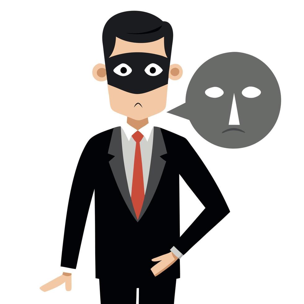 A man in a suit and mask is standing with a mask on his face vector