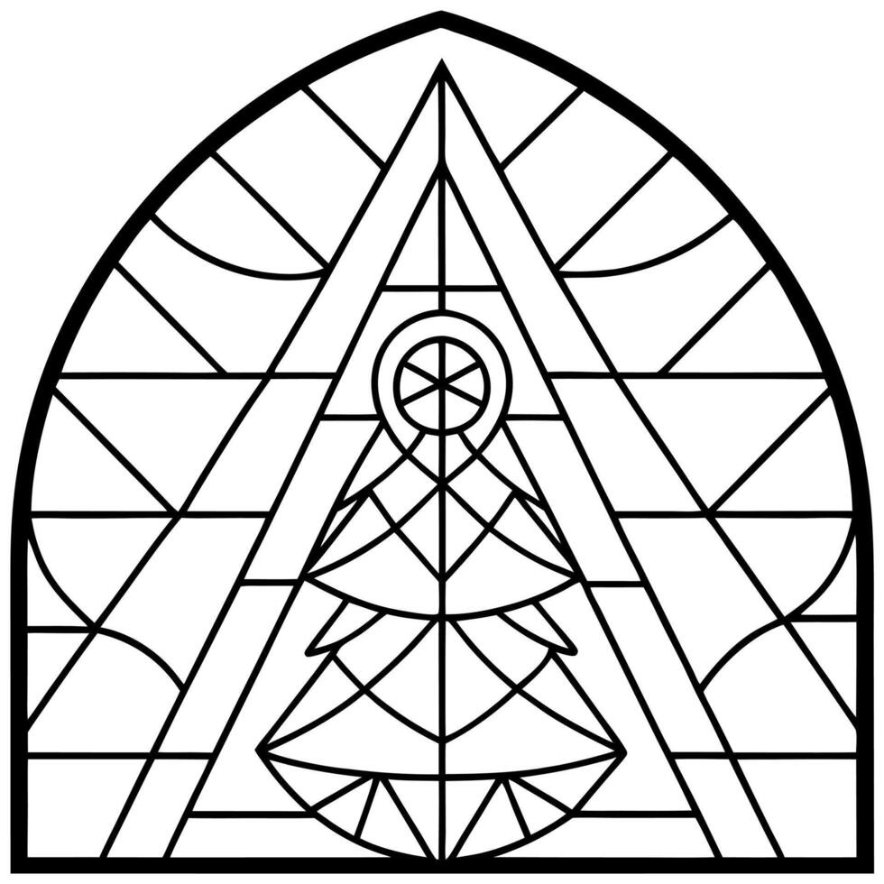 Abstract Contemporary Stained glass window depicting a christmas tree vector