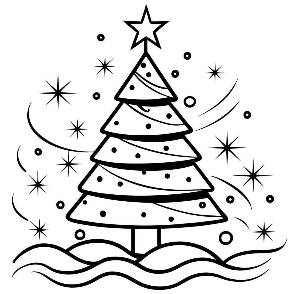 Abstract festive christmas tree at dreamland and blurred background. Postproducted illustration. vector