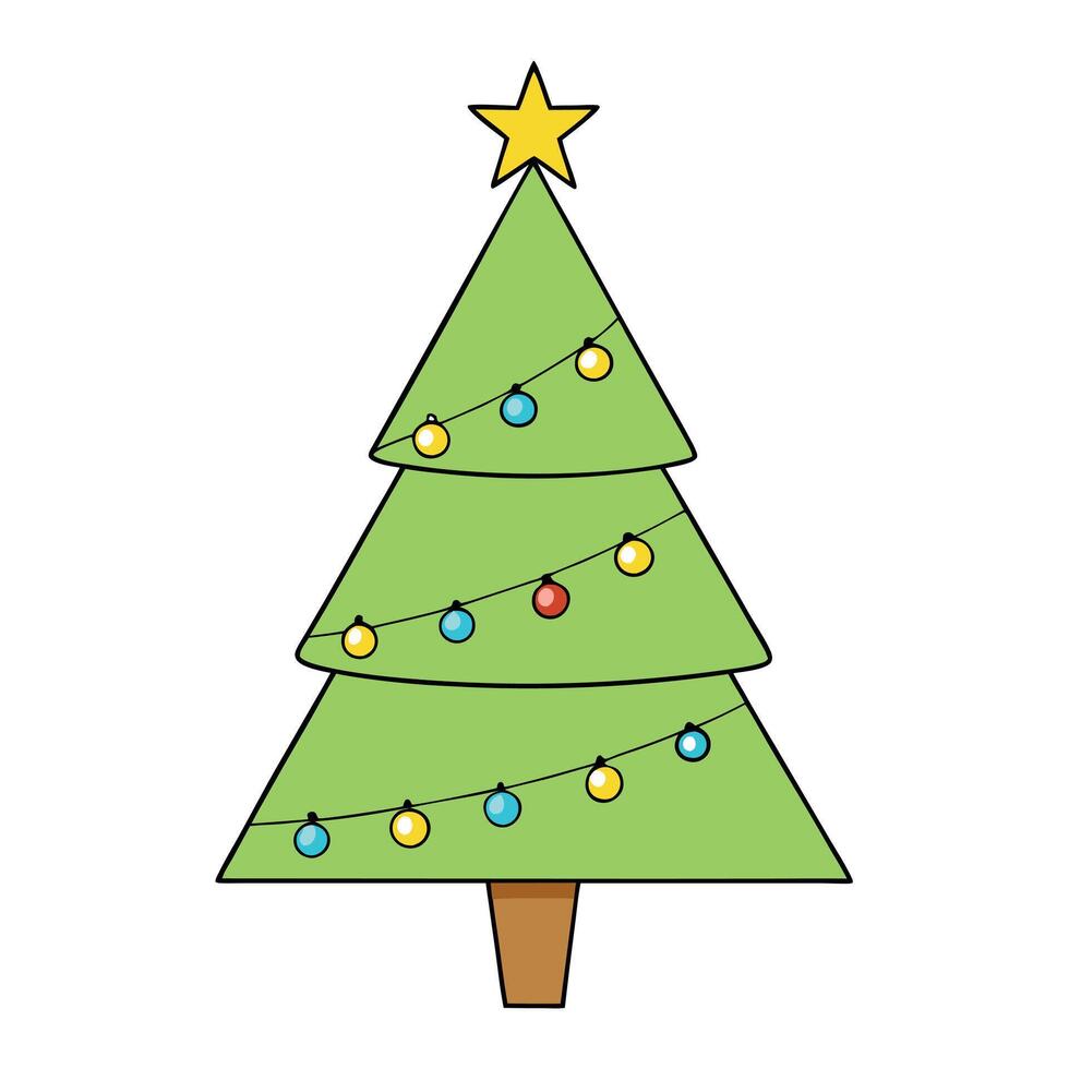 Abstract illuminated christmas tree covered in bright glowing lights. vector