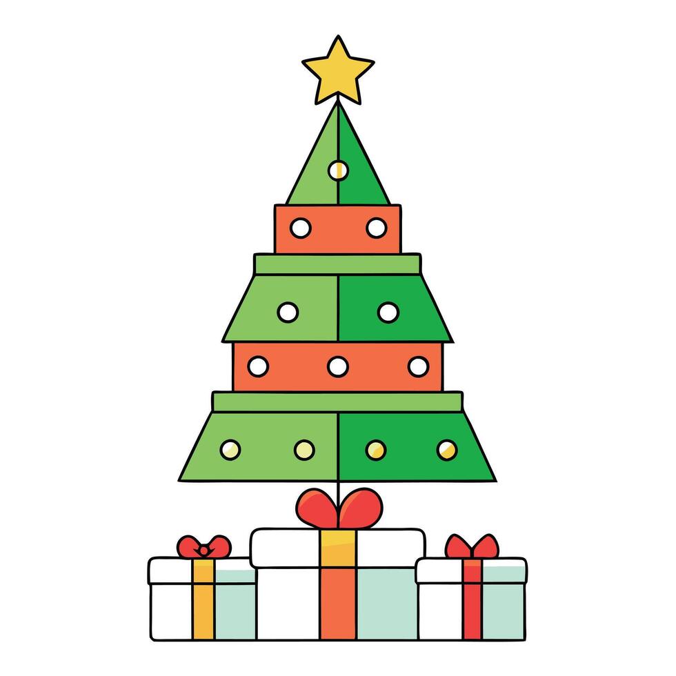 Abstract new year tree made of christmas gift boxes. vector