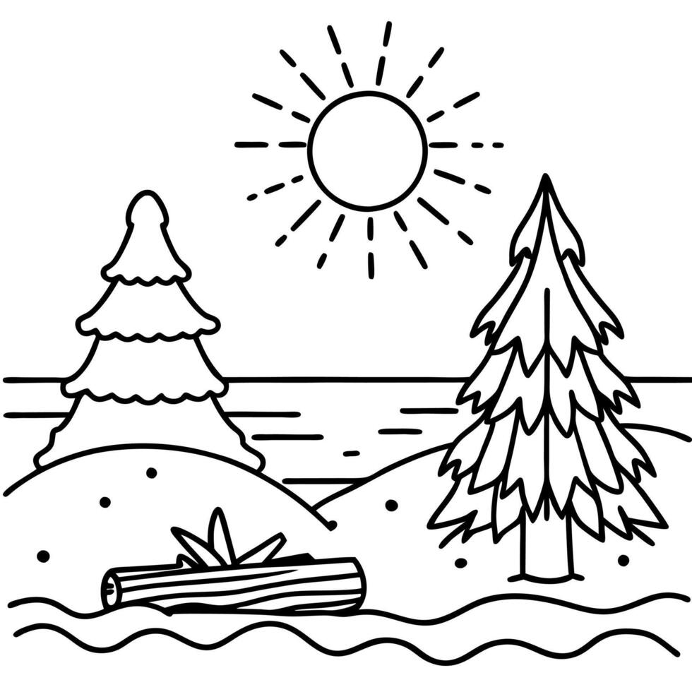 An Australian beach Christmas with a driftwood tree lit up at sunrise or sunset vector