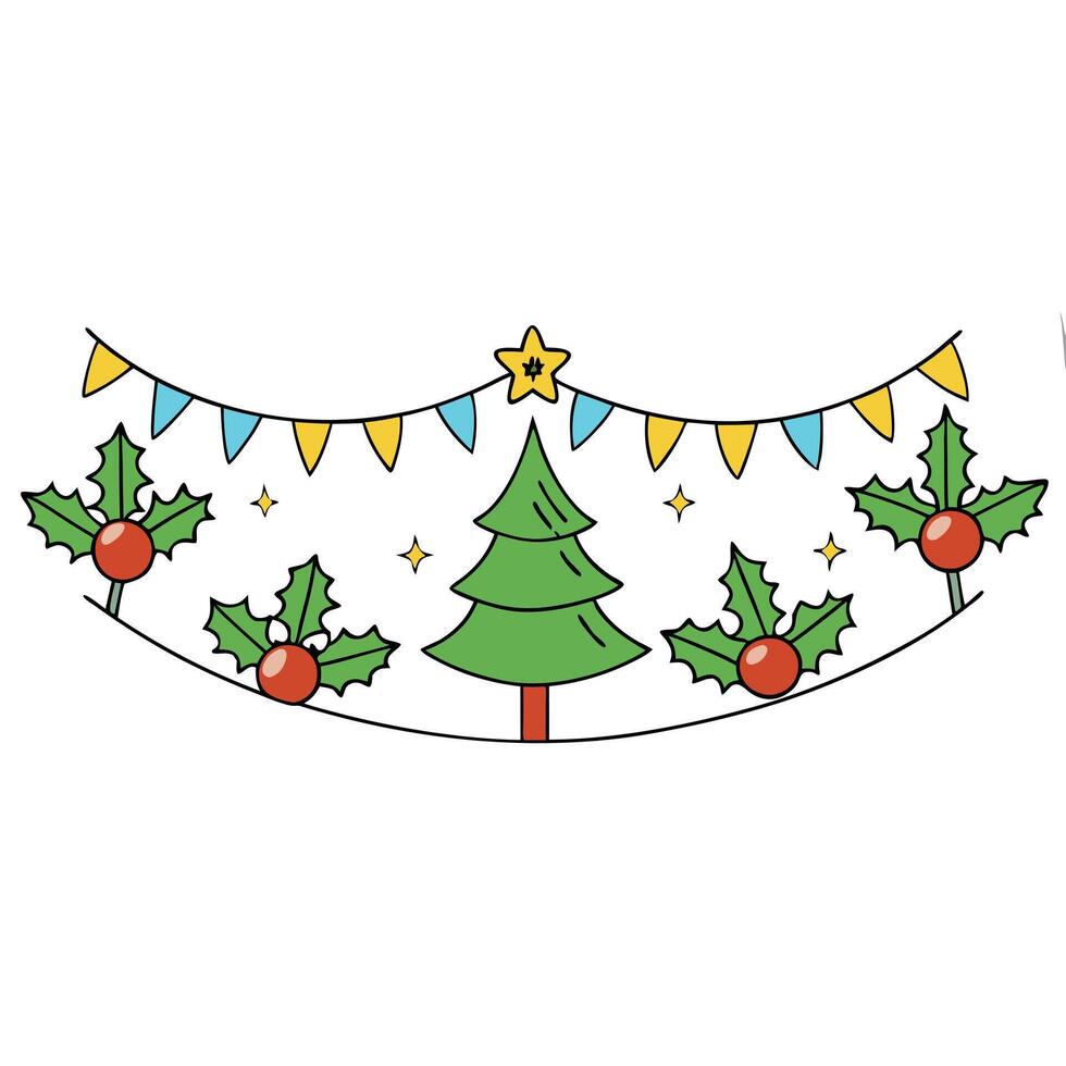 Beautiful Christmas Background with Garland. Illustration . vector