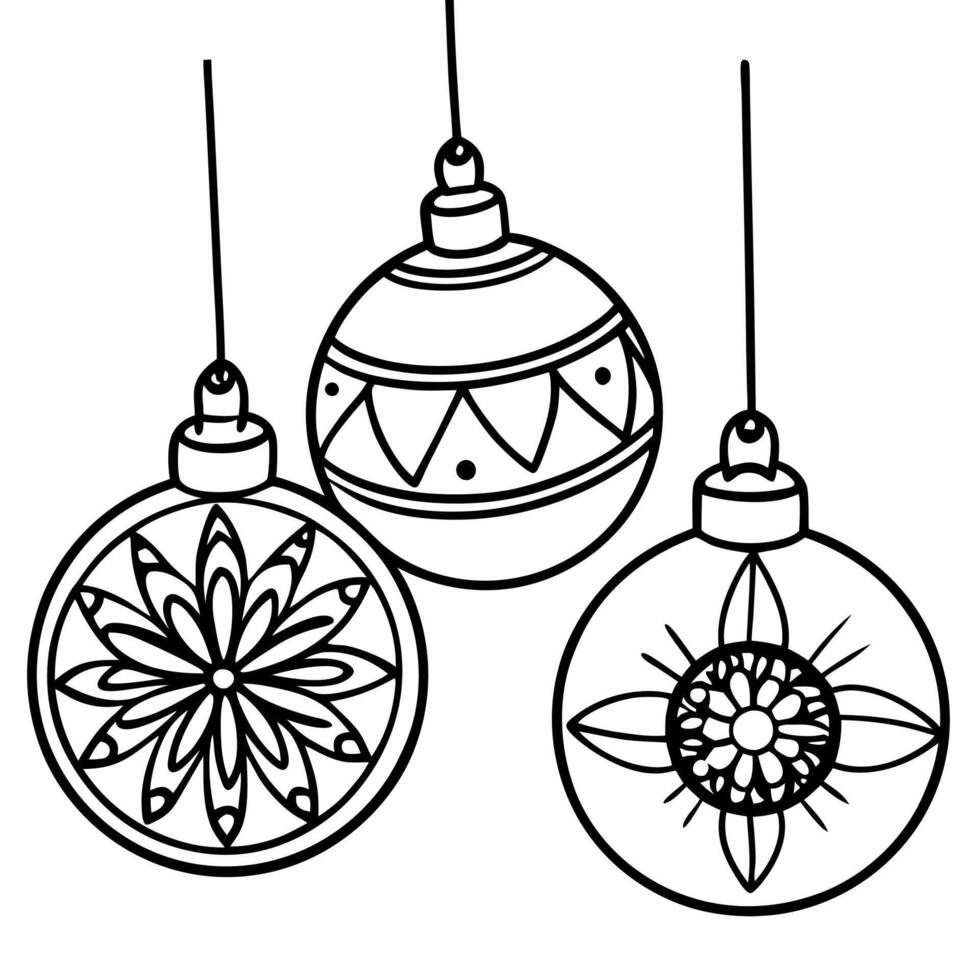 Beautiful hanging glass christmas balls with x-mas ornament inside. Created with technology vector