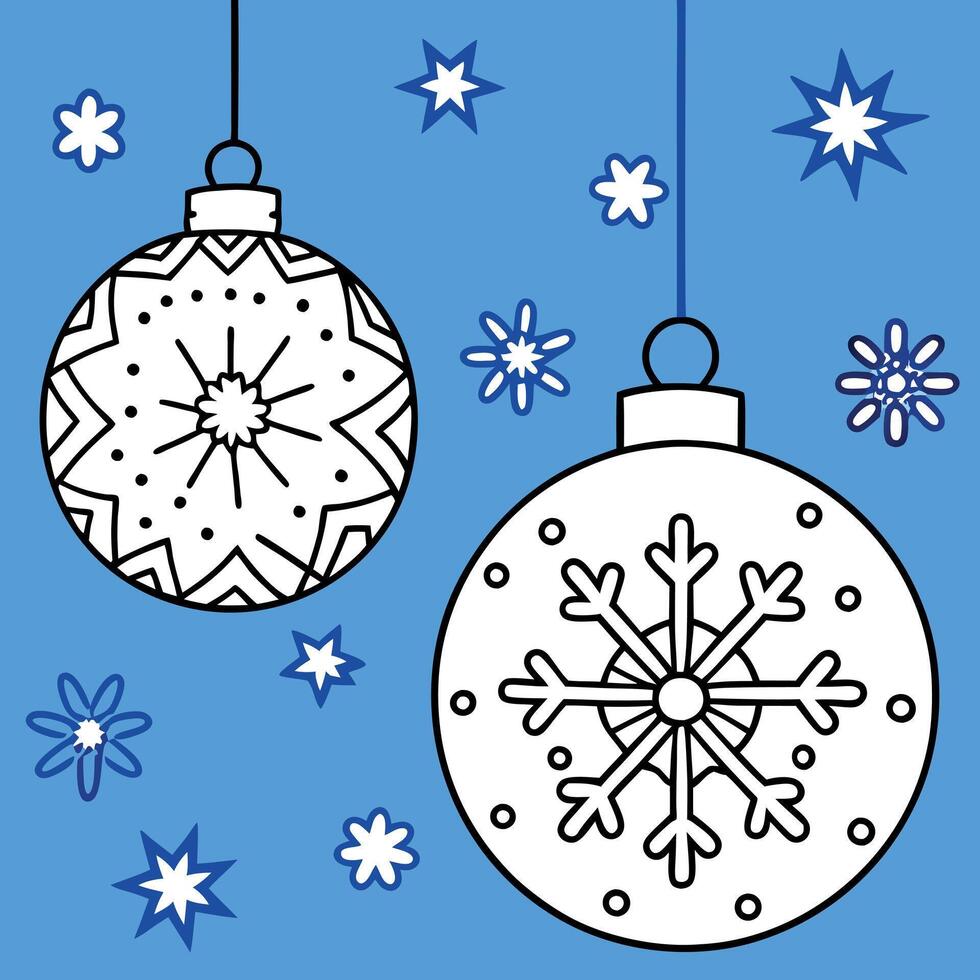 Blue christmas background with snowflakes and christmas balls vector