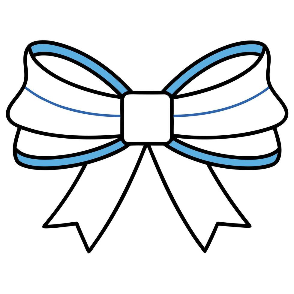 Blue ribbon bow with straight ribbon for birthday or christmas banner. isolated on white background vector