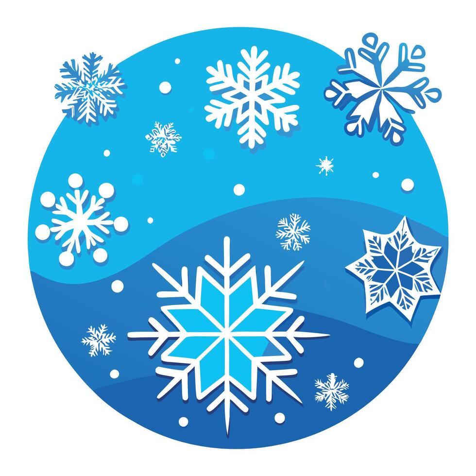 Blue winter snowflakes background. christmas and winter concept. Banner or card. copy space for text vector