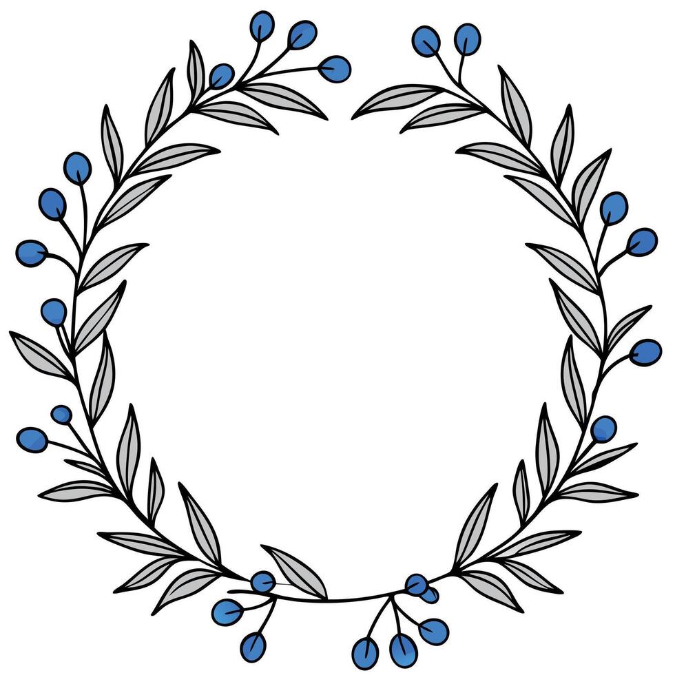 Border of blue branches of mistletoe watercolor. Template for decorating designs and illustrations. vector