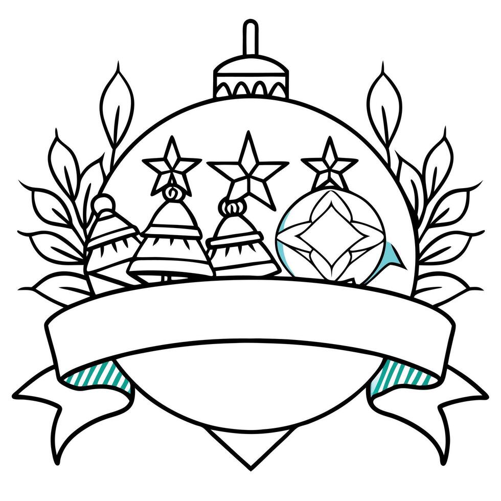 Christmas and New Year decorations with teal background. banner copy space. vector