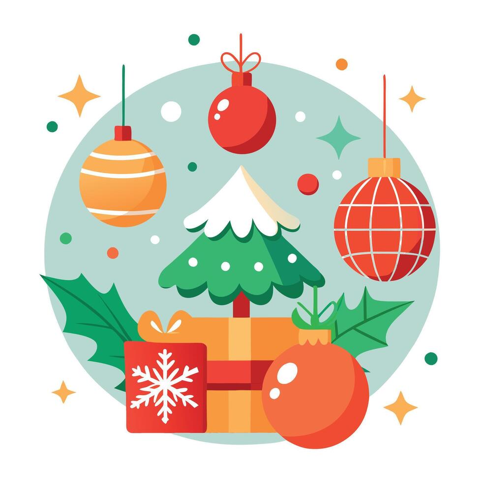 Christmas background with decorations Merry Christmas greeting card. vector
