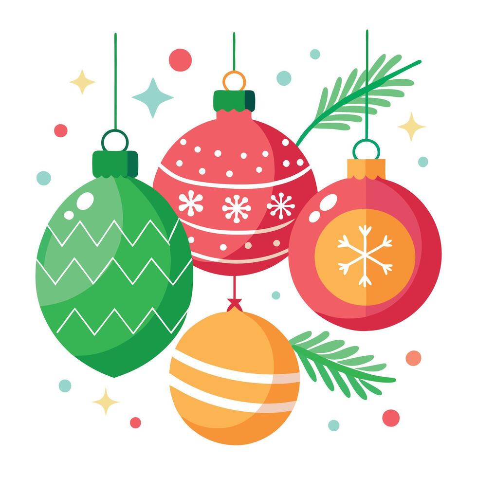Christmas border background with balls and decorations vector