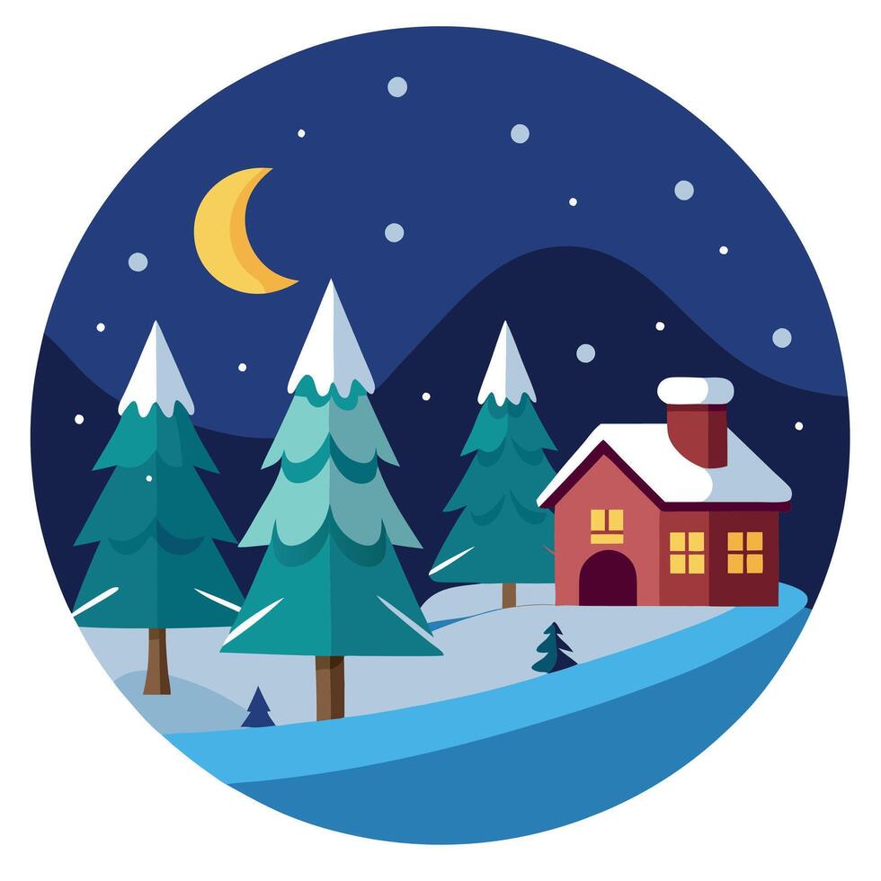 Christmas Eve Background on Winter Night Illustration For Greetings Card Invitation vector