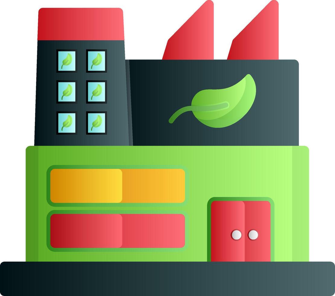 Green Factory Flat Gradient Icon vector