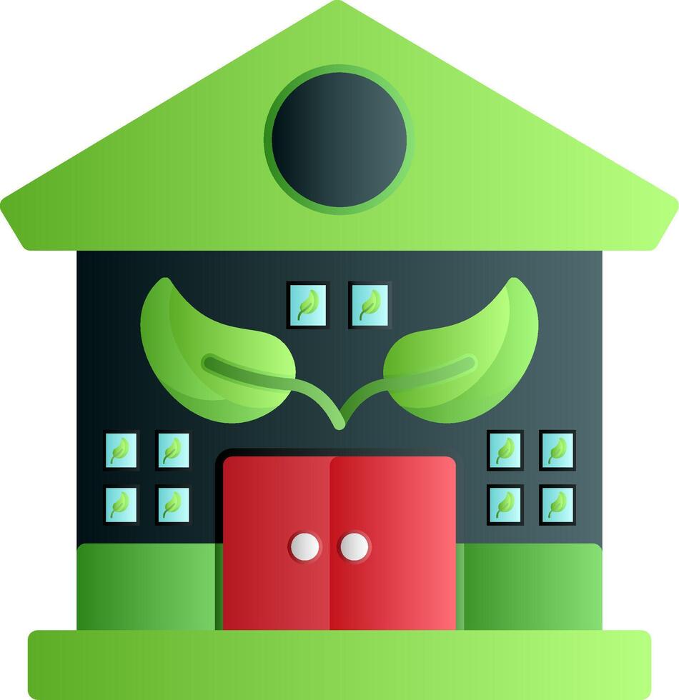 Green House Flat Gradient Icon vector