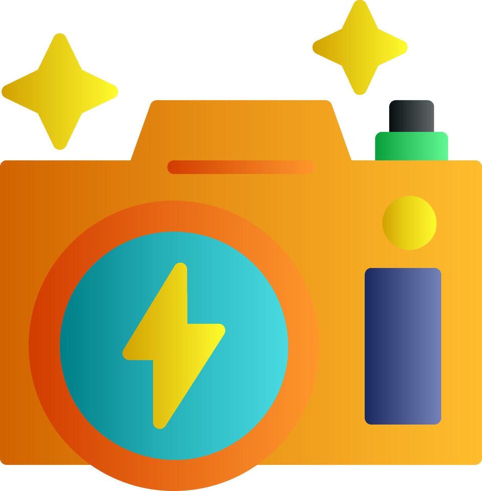 Flash Camera Flat Gradient Icon vector