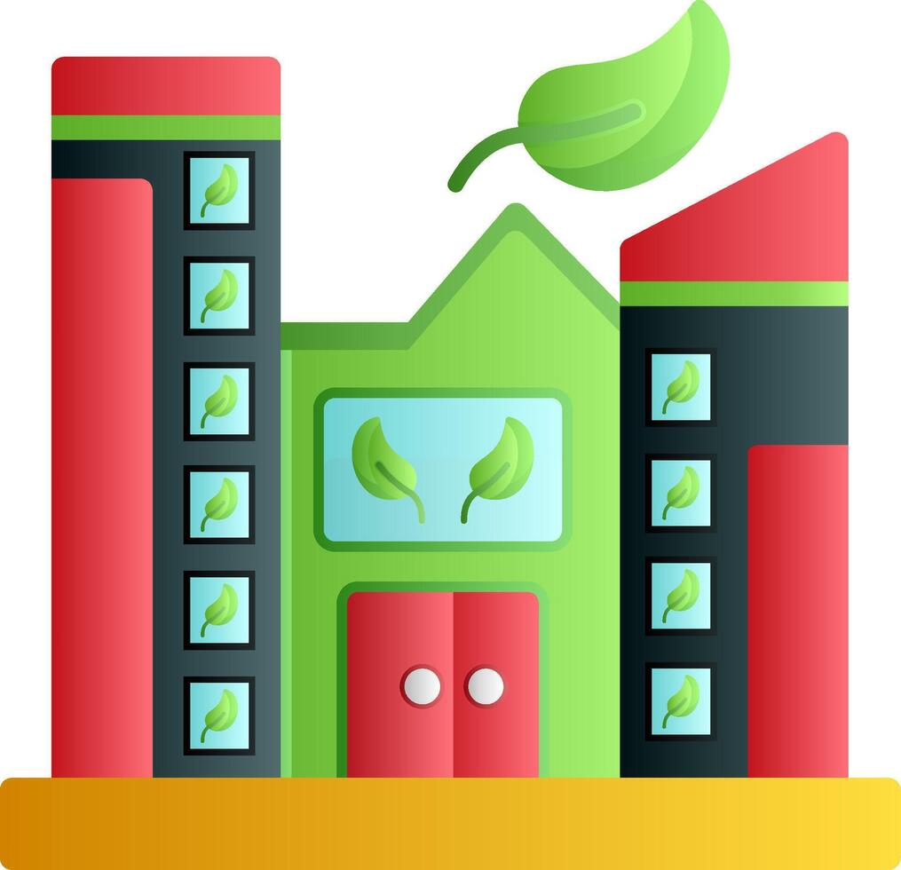 Green City Flat Gradient Icon vector