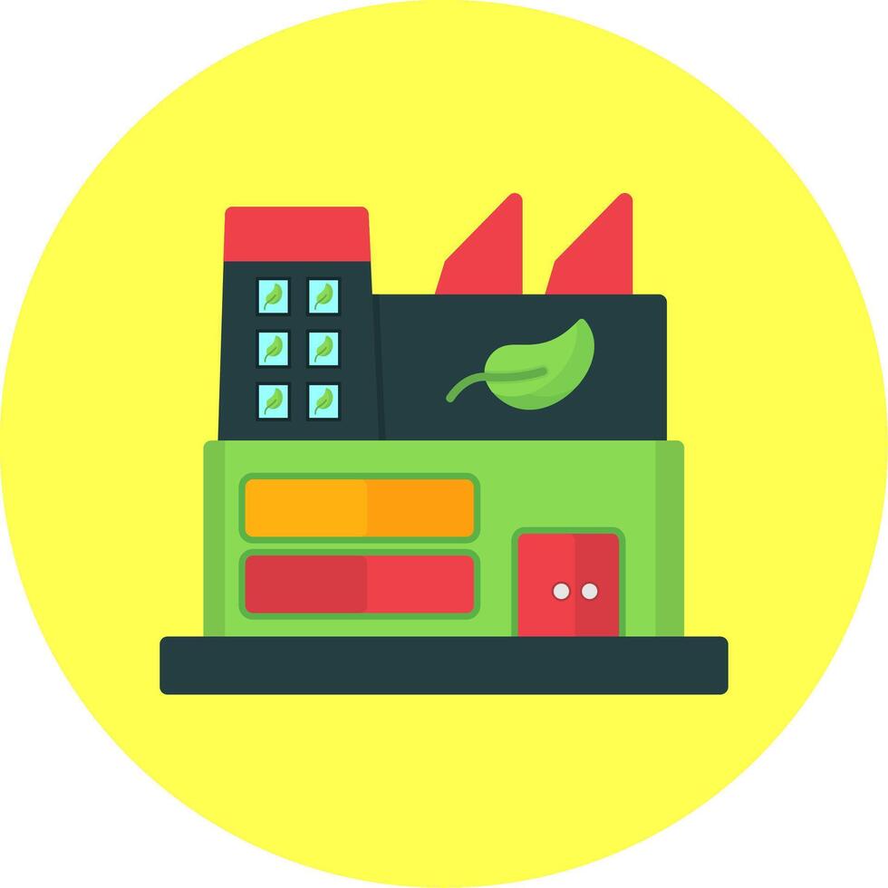Green Factory Flat Multi Color Icon vector