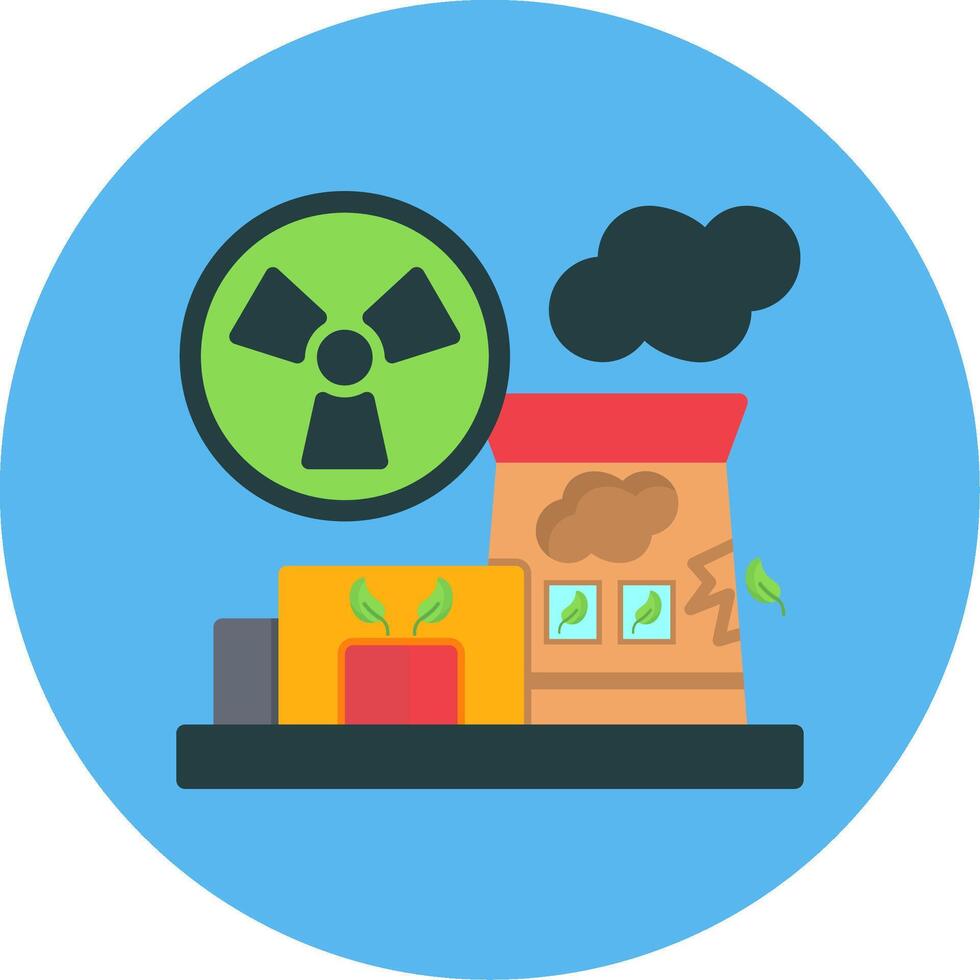 Nuclear Energy Flat Multi Color Icon vector