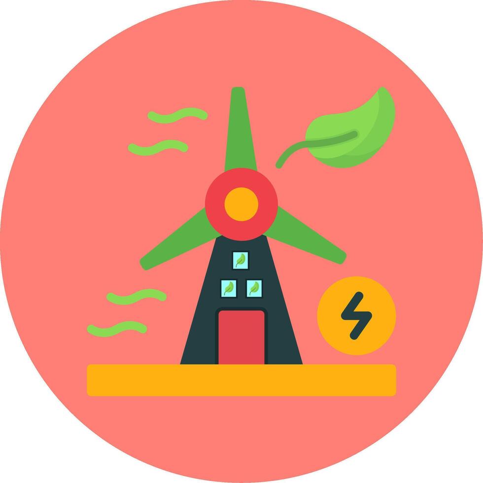Windmill Flat Multi Color Icon vector