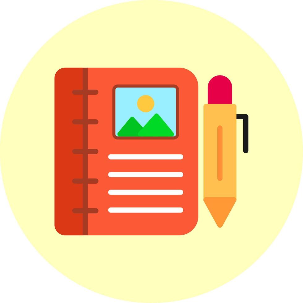 Diary Study Flat Multi Color Icon vector