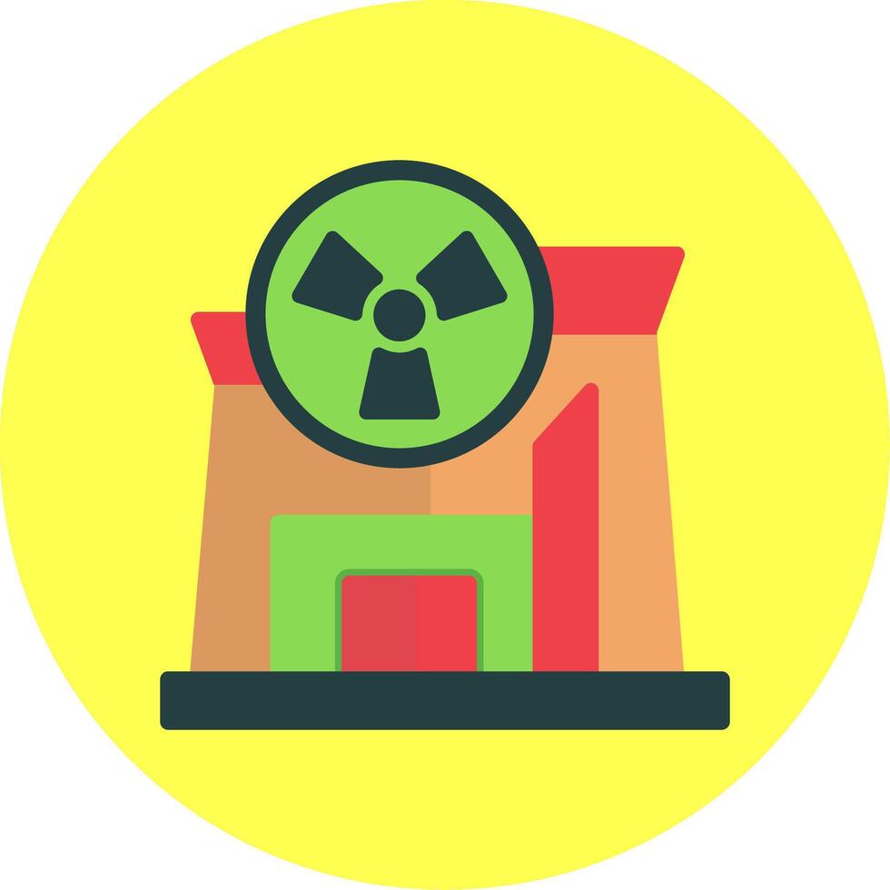 Nuclear Plant Flat Multi Color Icon vector
