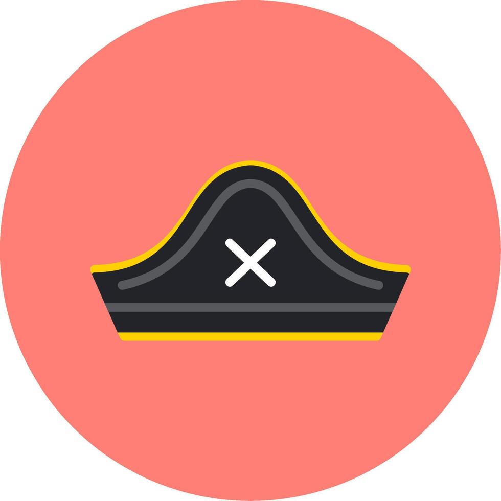 Pirate Hat Flat Multi Color Icon vector